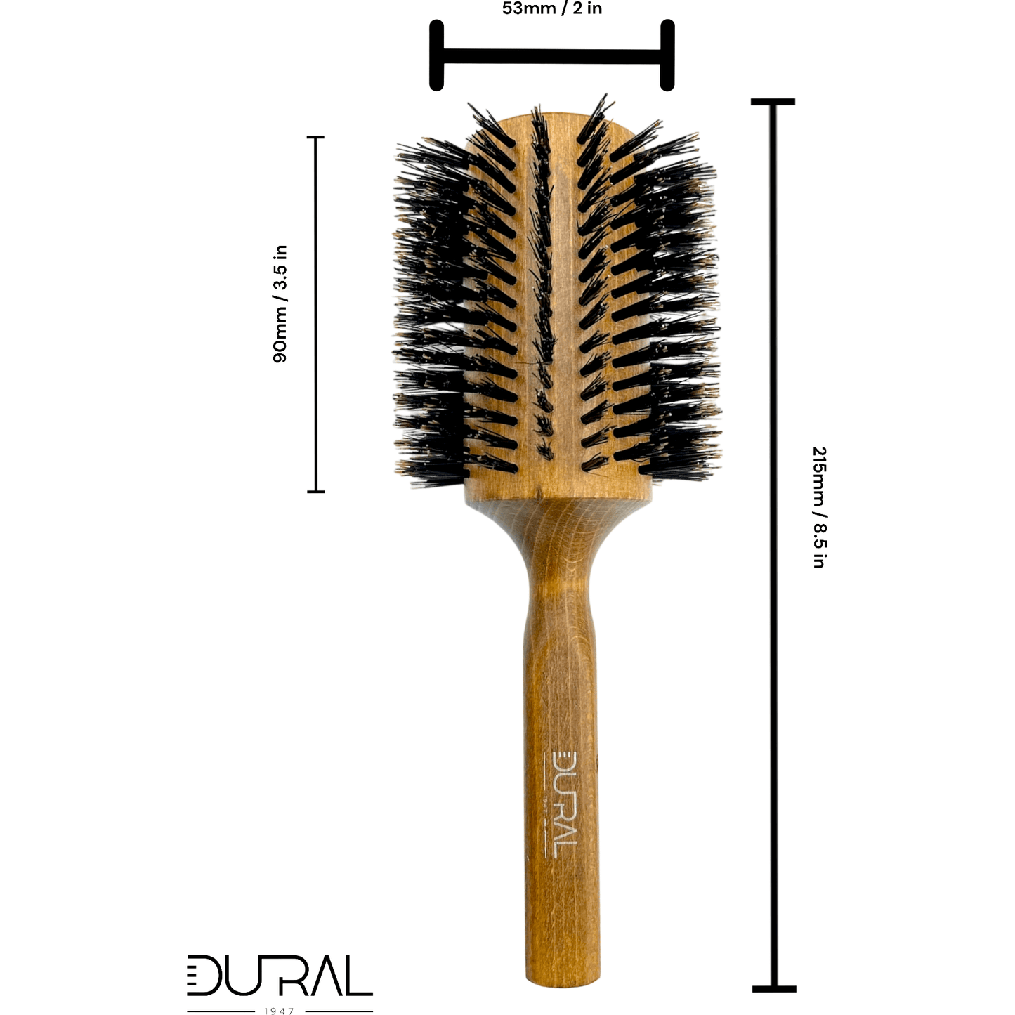 Dural Beech wood Round-Styler hair brush with boral bristles - 18 rows