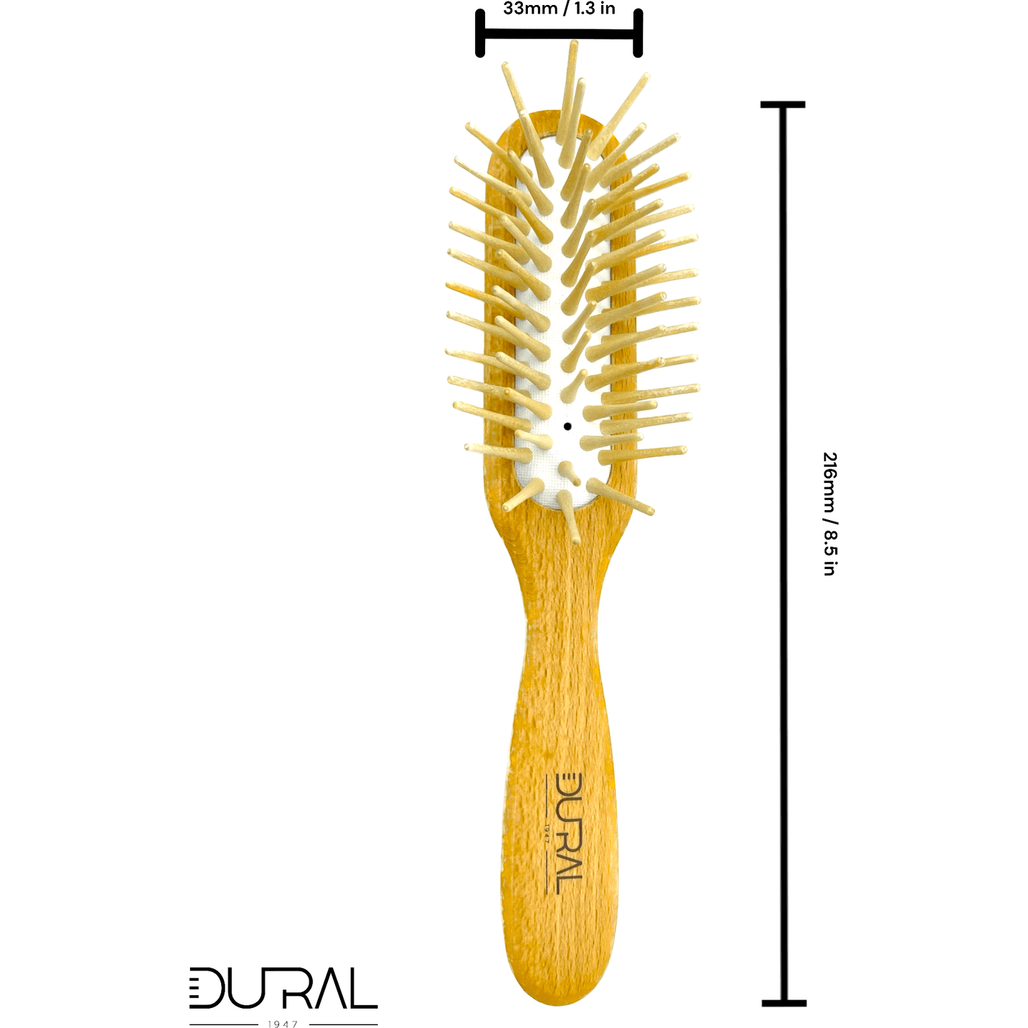 Dural Beech wood rubber cushion hair brush with long wooden pins
