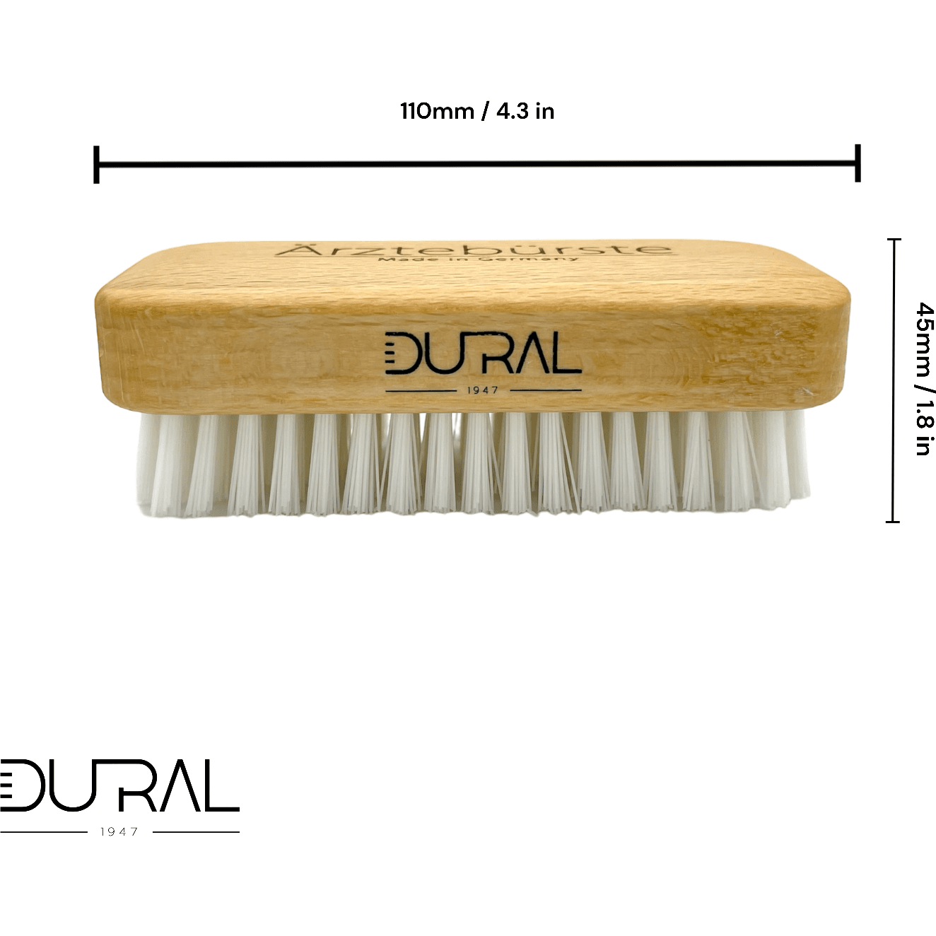 Dural Beech wood hand & nail brush with nylon bristles - 7 rows