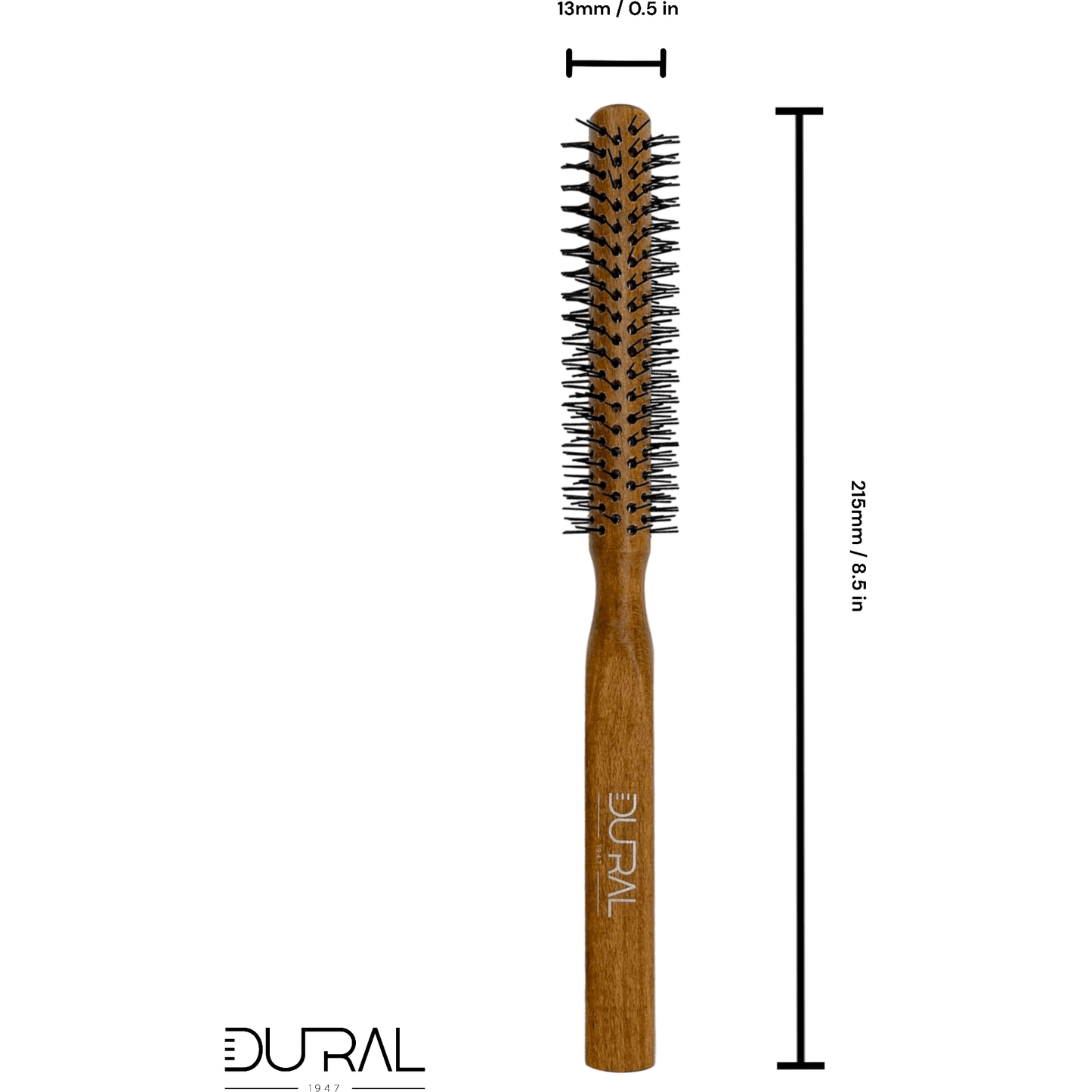 Dural Beech wood round-styler hair brush with nylon pins - 12 rows