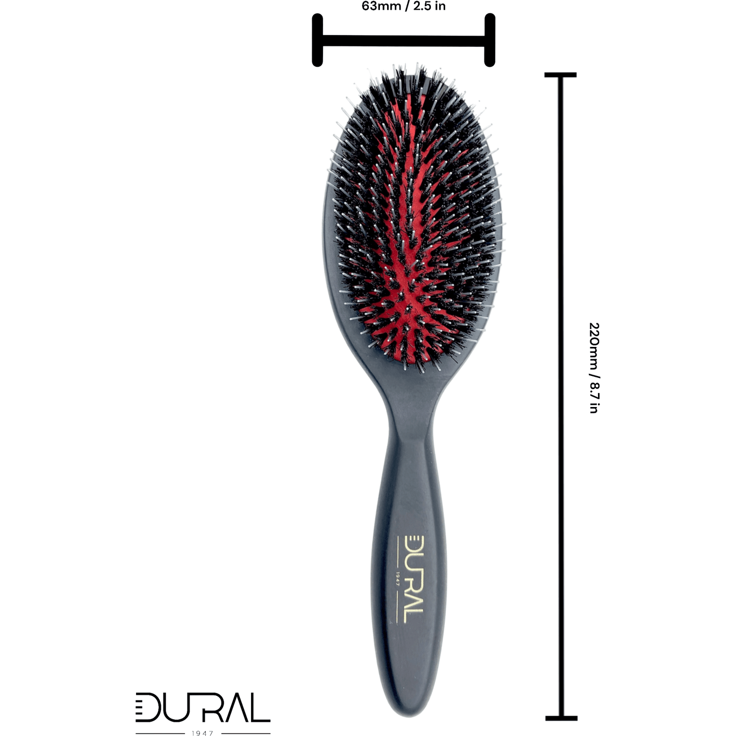 Dural Beech wood rubber cushion hair brush with boar bristles and nylon