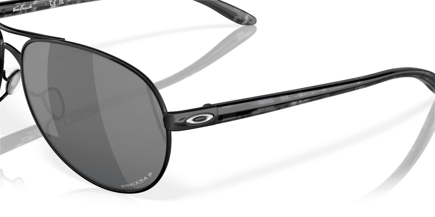 Oakley Feedback OO4079-24 - Metallic Black-Chrome Iridium Polarized by Oakley for Women - 59-13-135 mm Sunglasses