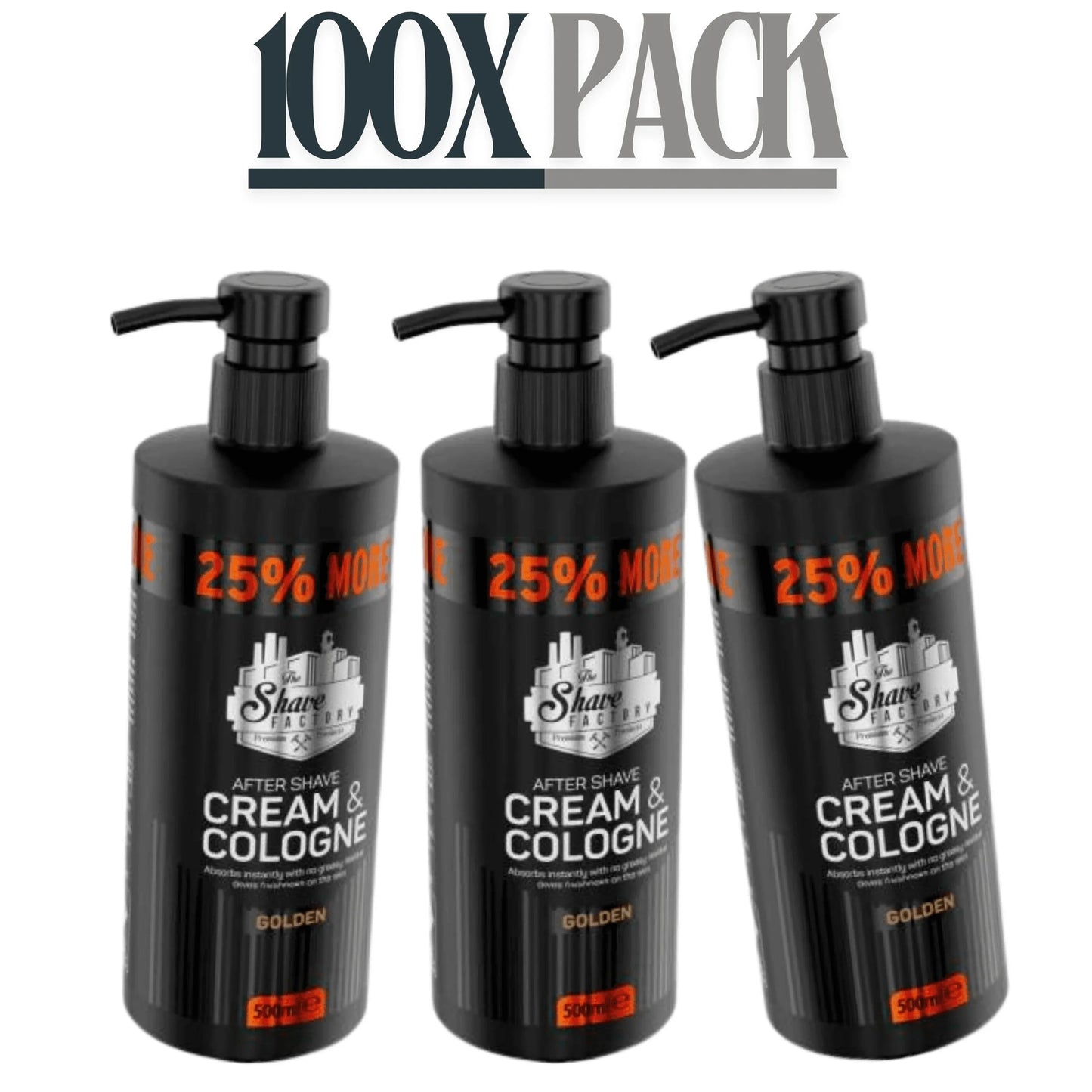 The Shave Factory After Shave Cream & Cologne 2 in 1 Golden 500ml / 16.9 oz Multipack
