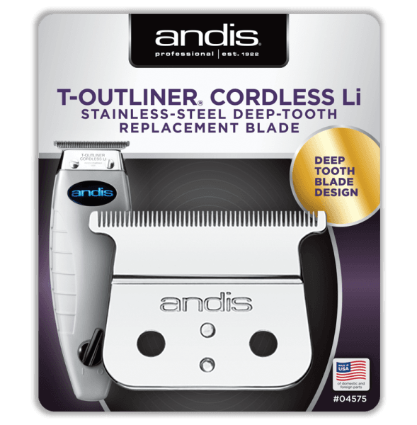 Andis Cordless T-Outliner Li Trimmer Stainless Steel Deep Tooth Replacement Blade