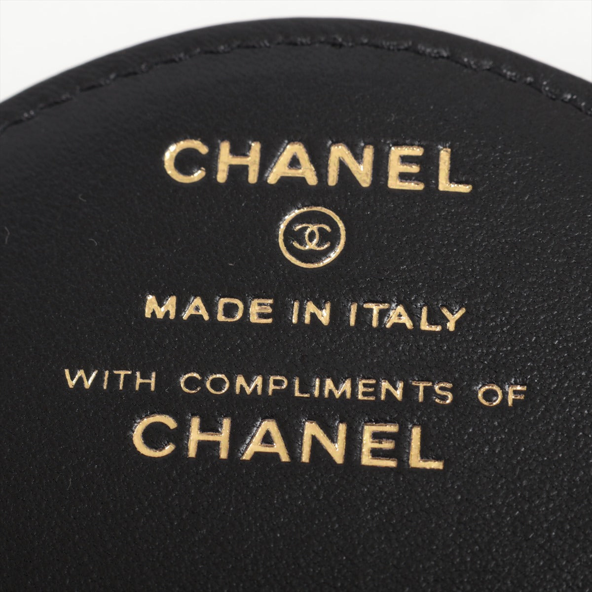 Chanel Matelasse Lambskin Round Luggage Tag Charm Black