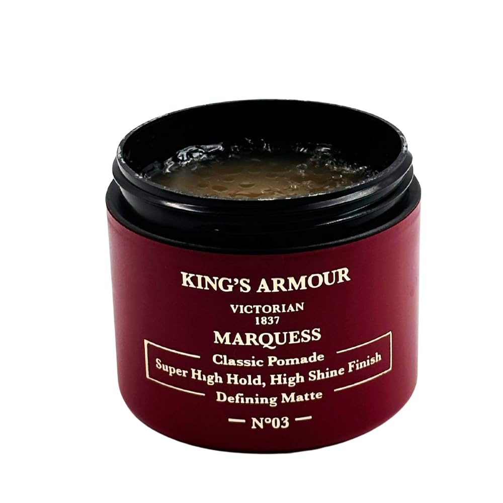 King's Armour Marquess Classic Pomade – Super High Hold, High Shine Finish, Water-Based Formula for Easy Washout, Long-Lasting Control & Sleek Styling – 110 ml (3.72 Fl Oz)