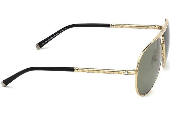 Mont Blanc MB517S 28R - Rose Gold-Green Polarized by Mont Blanc for Men - 62-12-140 mm Sunglasses