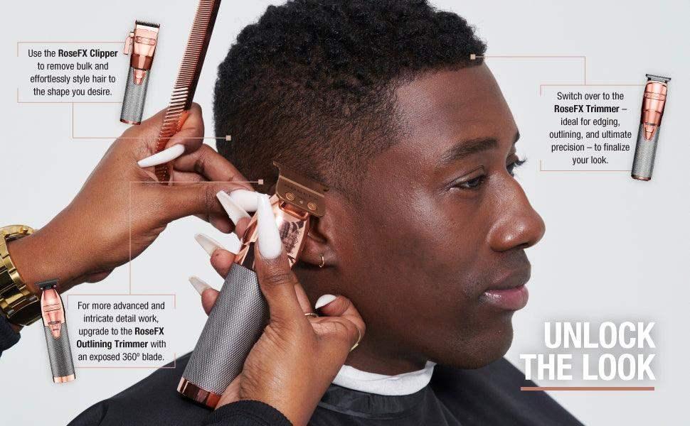 BaBylissPRO Barberology Hair Trimmer for Men FX788RG ROSEFX Professional Lithium Trimmer - BarberSets