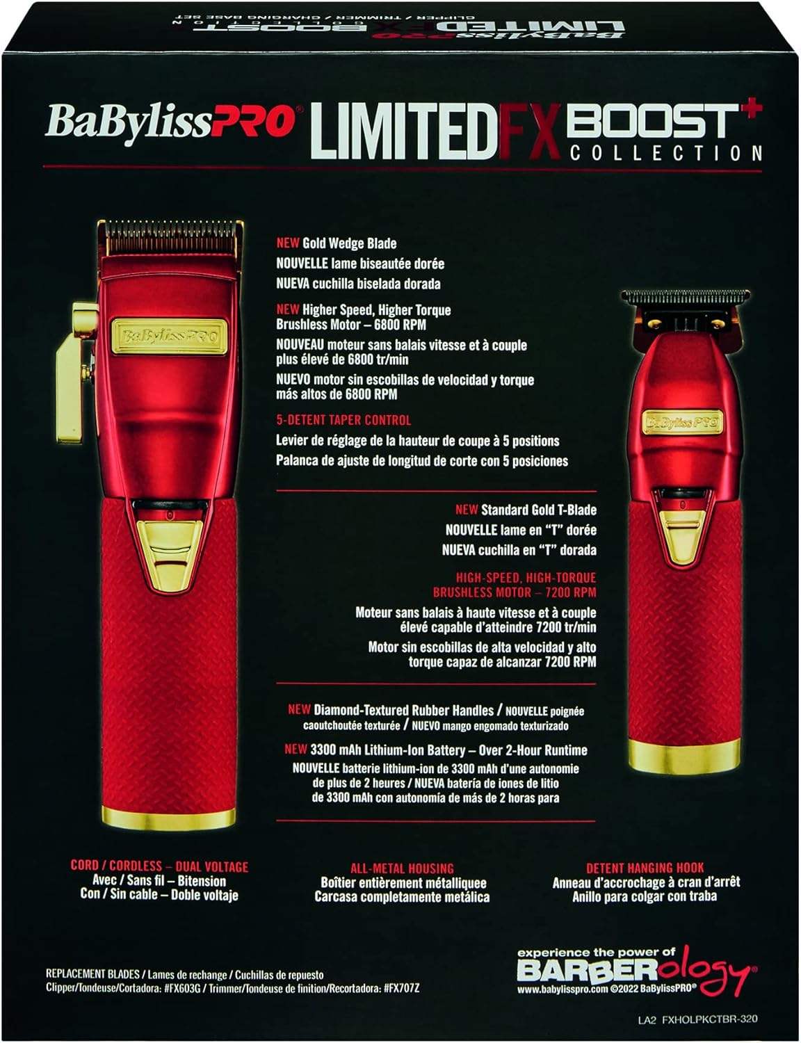 BaBylissPRO Boost FX Limited Edition Red Clipper, Trimmer & Charging Bases