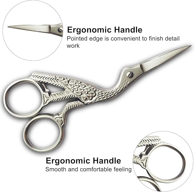 Stork Scissors - Silver by Satin Edge for Unisex - 3.5 Inch Scissors