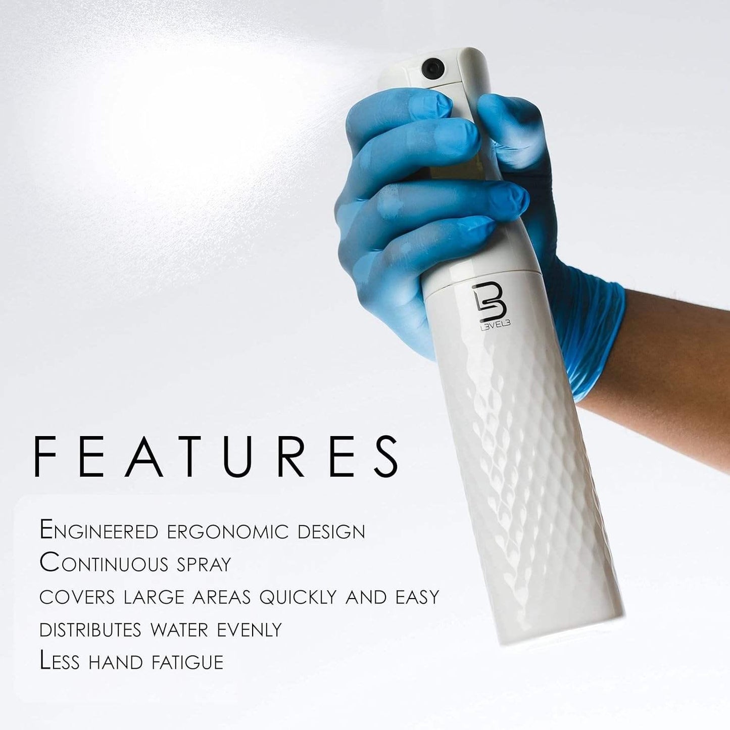 L3VEL3 Beveled Spray Bottle (White) L3-LSB003-W