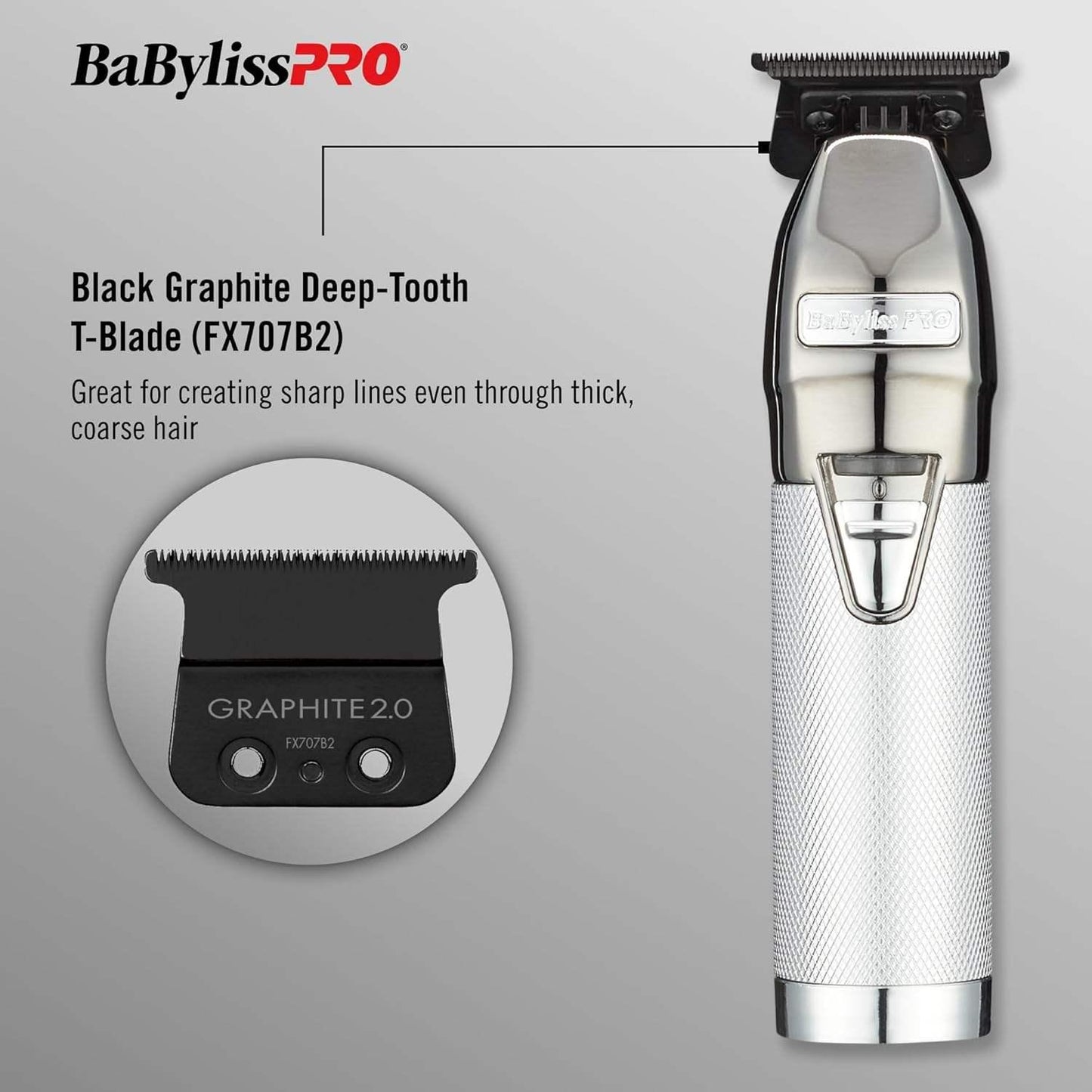 BaByliss Pro SilverFX Cordless Trimmer - Professional High-Performance Outlining and Detailing Tool