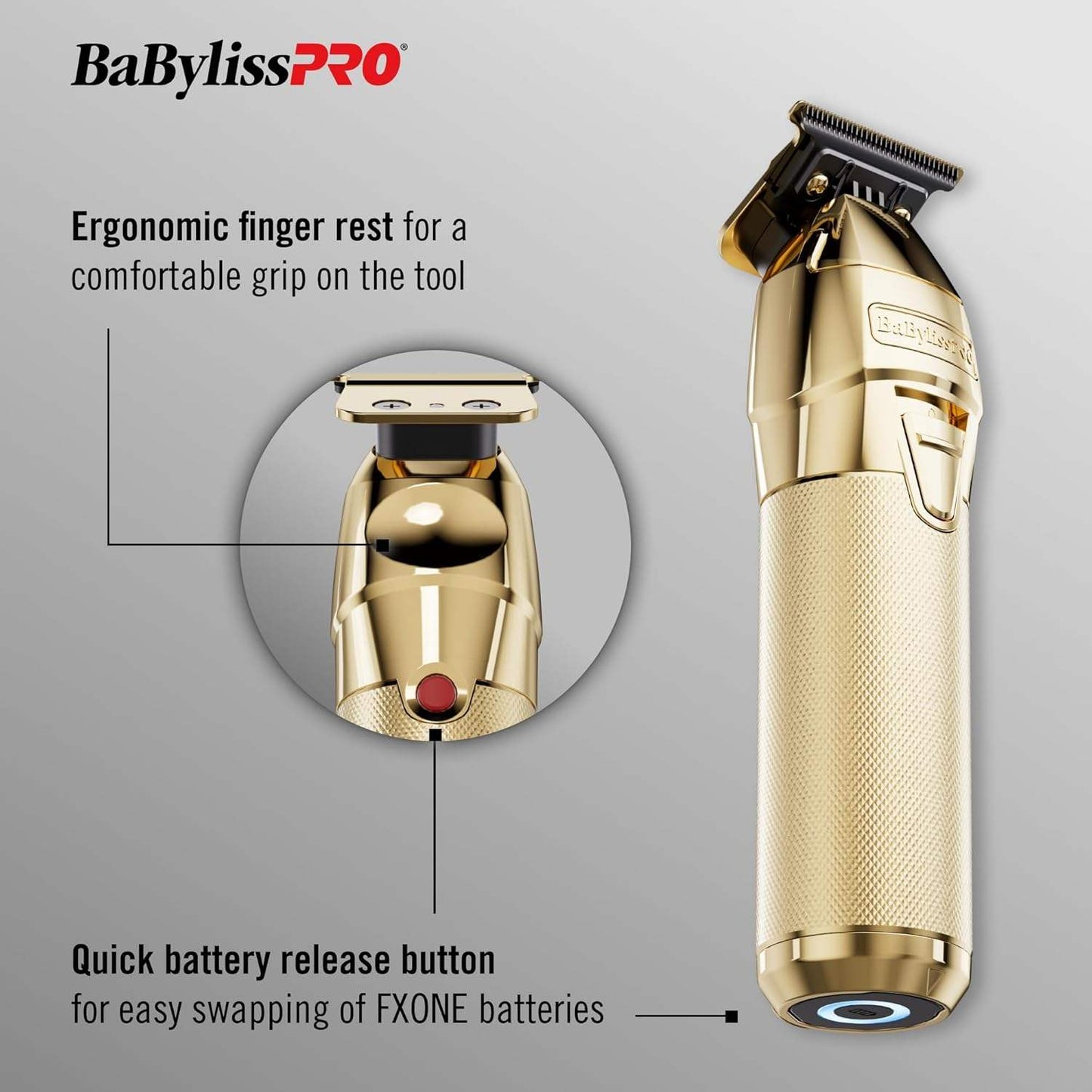 BaBylissPRO GoldFX FXONE Trimmer - High-Performance Cordless Trimmer (BB-FX799G)