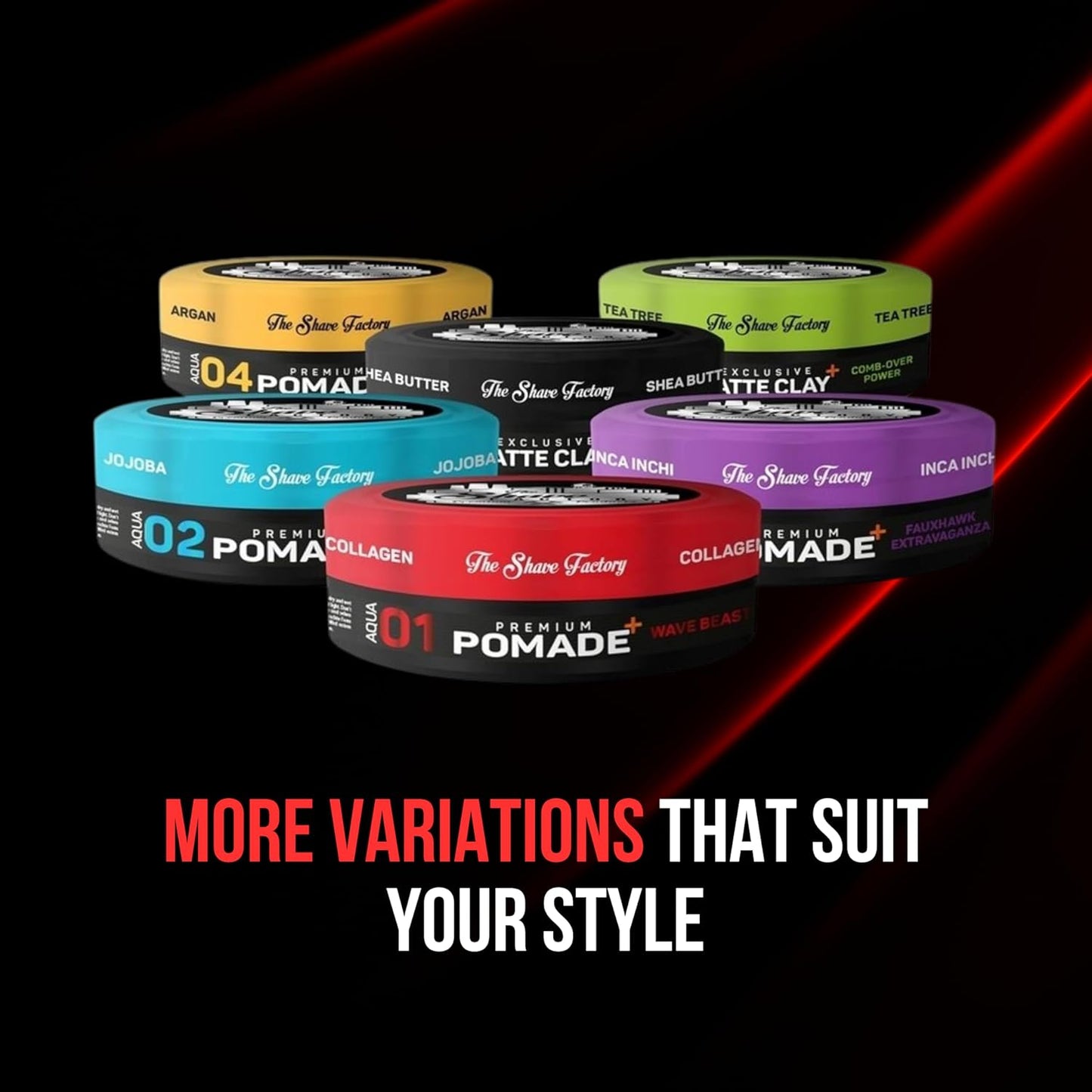 The Shave Factory Premium Pomade 02 Pompadour Master 5.07 oz - 6 Pack