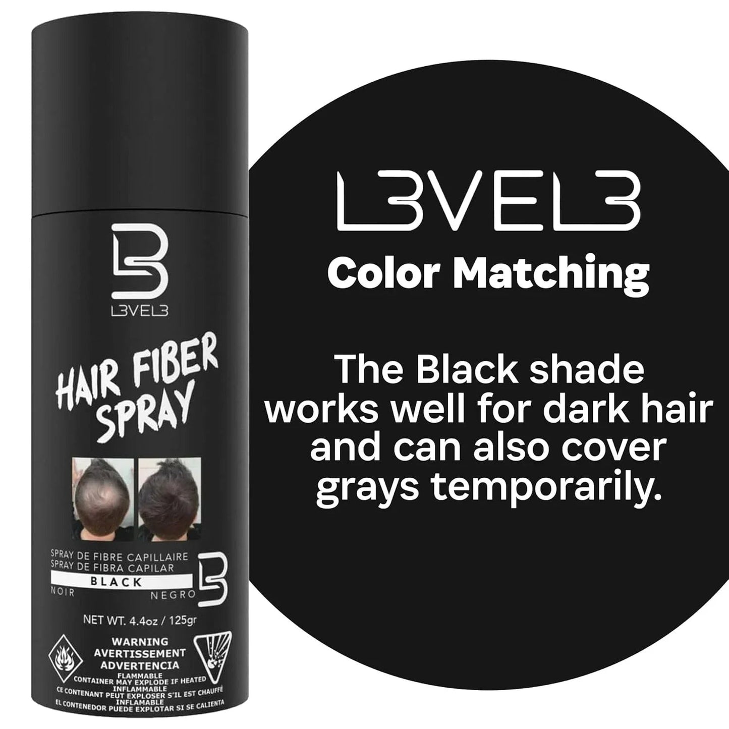 L3VEL3 Hair Fiber Spray 130ml / 4.4 oz - Multipack