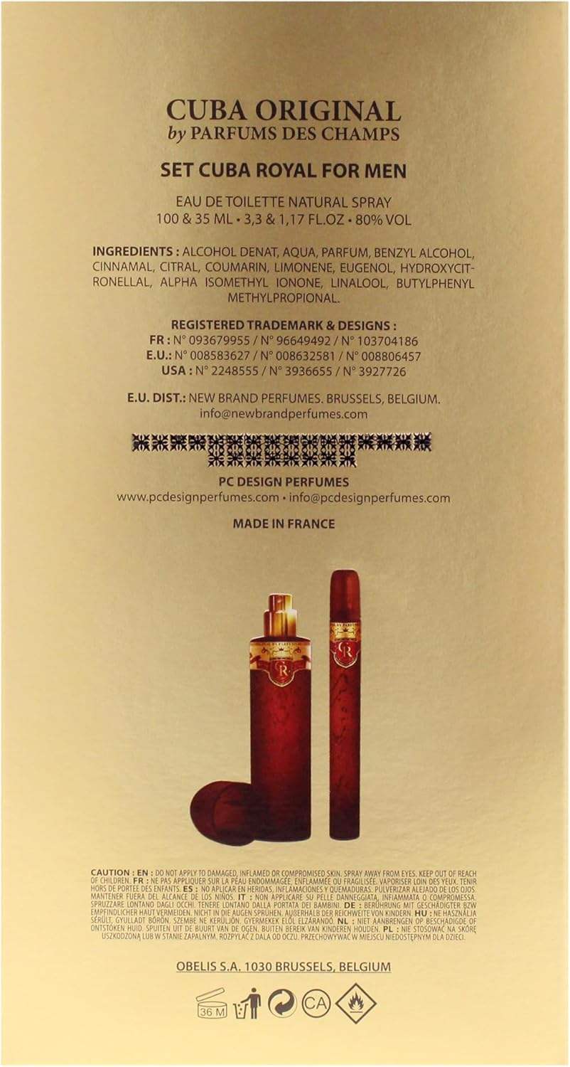 Cuba Royal by Cuba for Men - 2 Pc Gift Set 3.3oz EDT Spray, 1.17oz EDT Spray