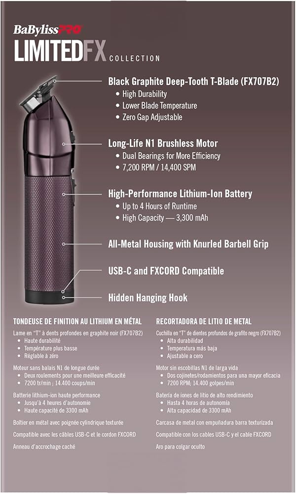 BaBylissPRO LimitedFX Limited Edition Nightfall Collection All-Metal Lithium Clipper