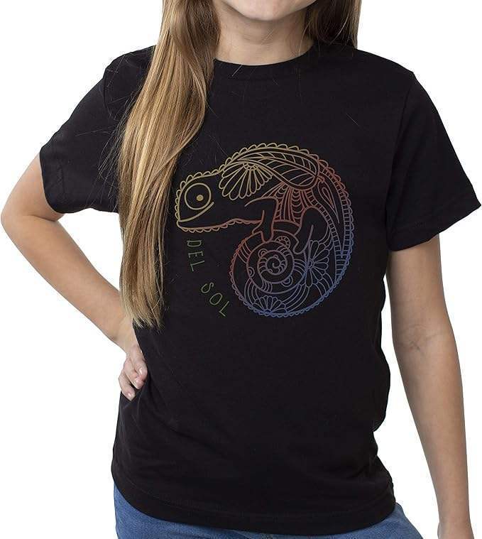 Girls Crew Tee - Chameleon - Black by DelSol for Women - 1 Pc T-Shirt (YM)