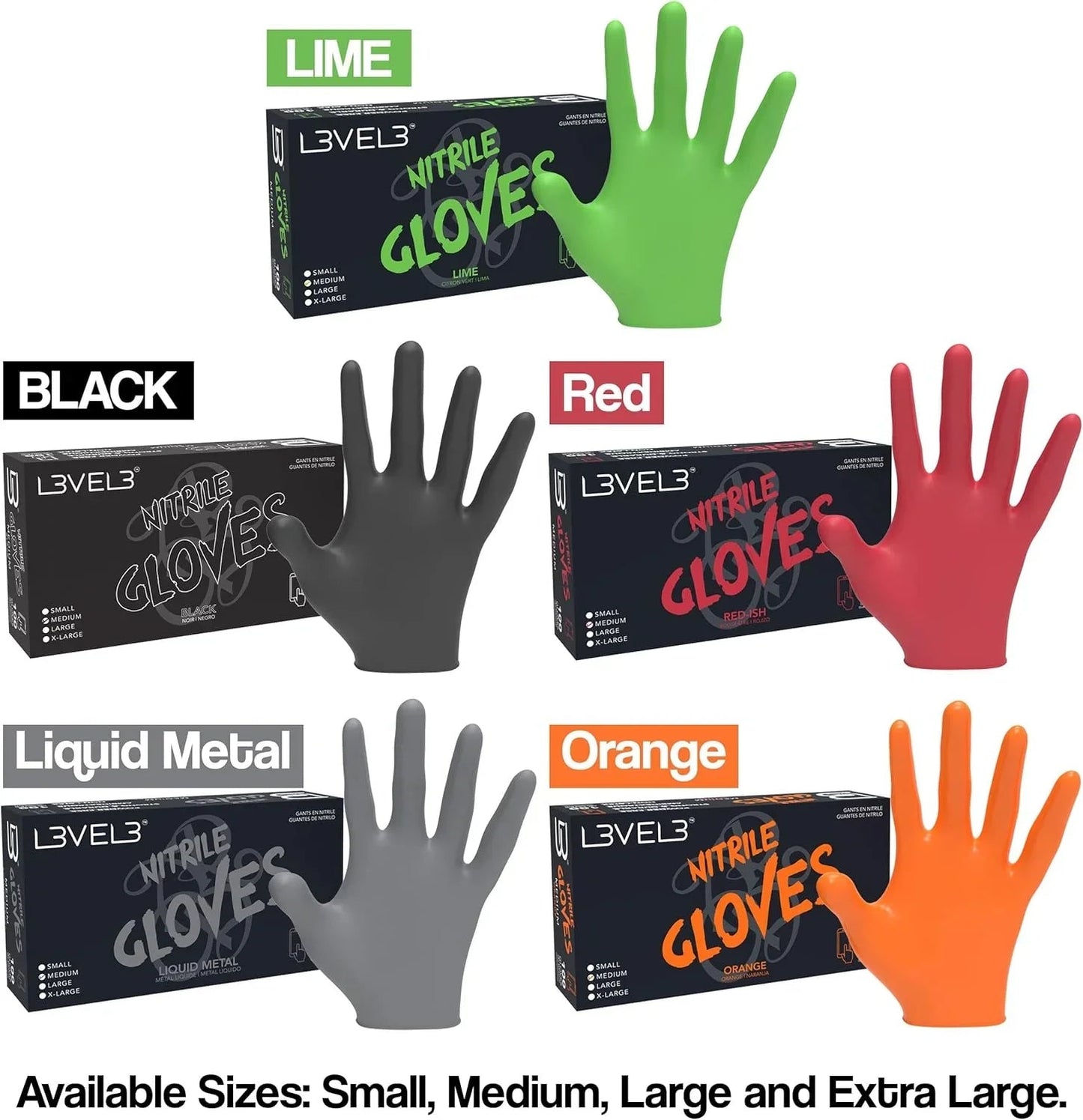 L3VEL3 Professional Nitrile Gloves Silver - 10 Pack, 1000 ct