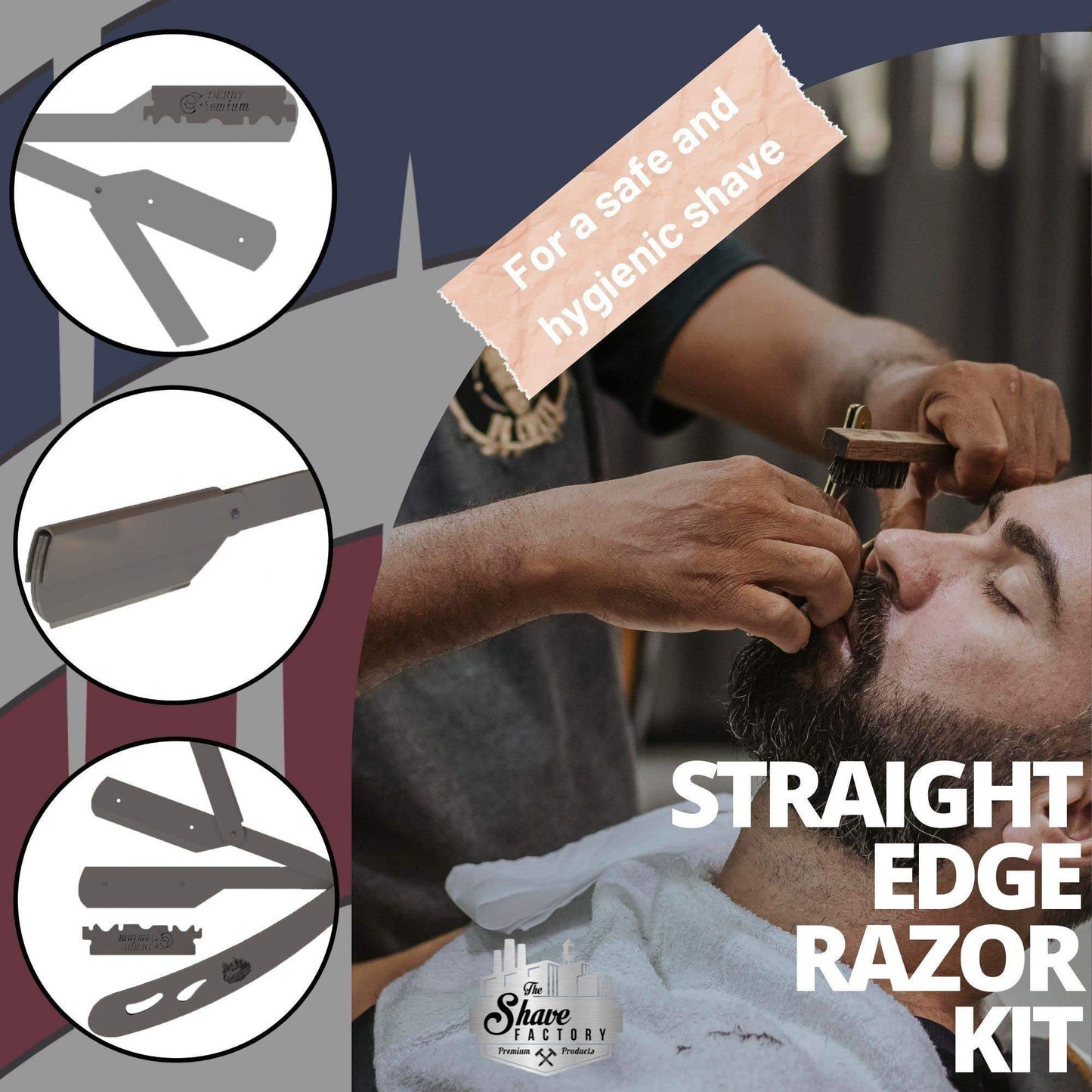 The Shave Factory Straight Edge Razor Kit (Matte / 300 Derby Premium Single Edge Razor Blades) - BarberSets