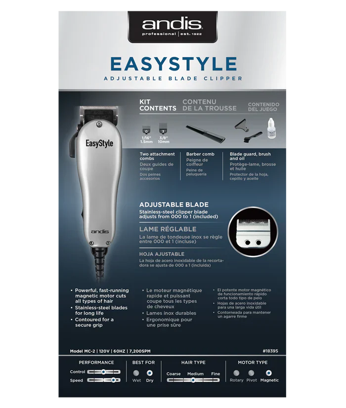 Andis EasyStyle Adjustable Blade Clipper - 7 Piece Kit