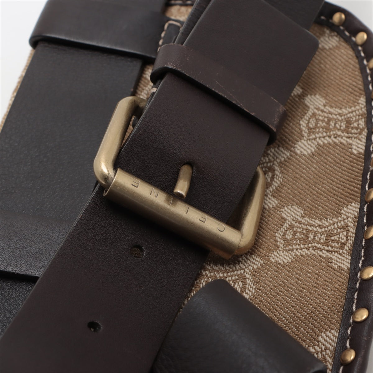 Celine Triomphe Canvas & Leather Vintage Waist Bag Beige