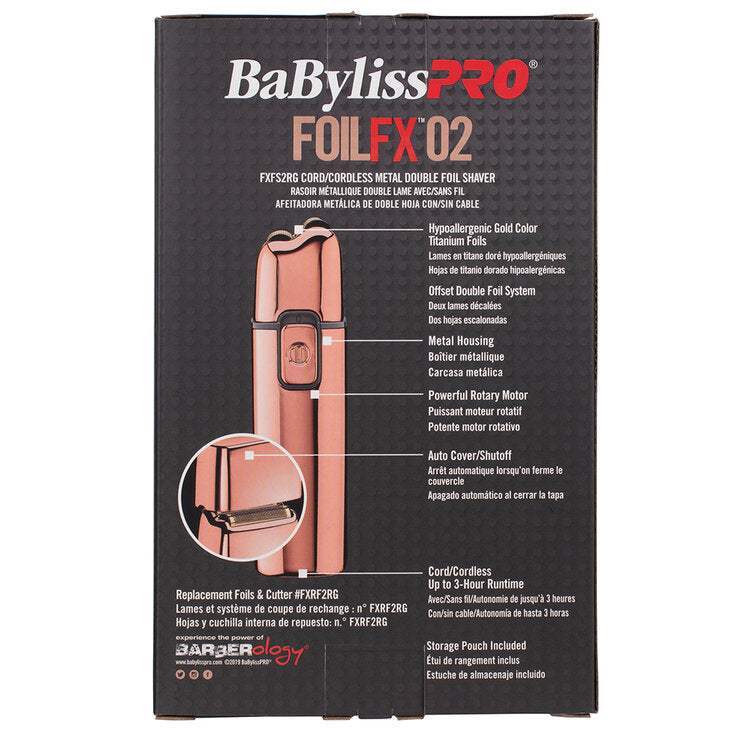 BaBylissPRO Cordless Rose Gold Metal Double Foil Shaver