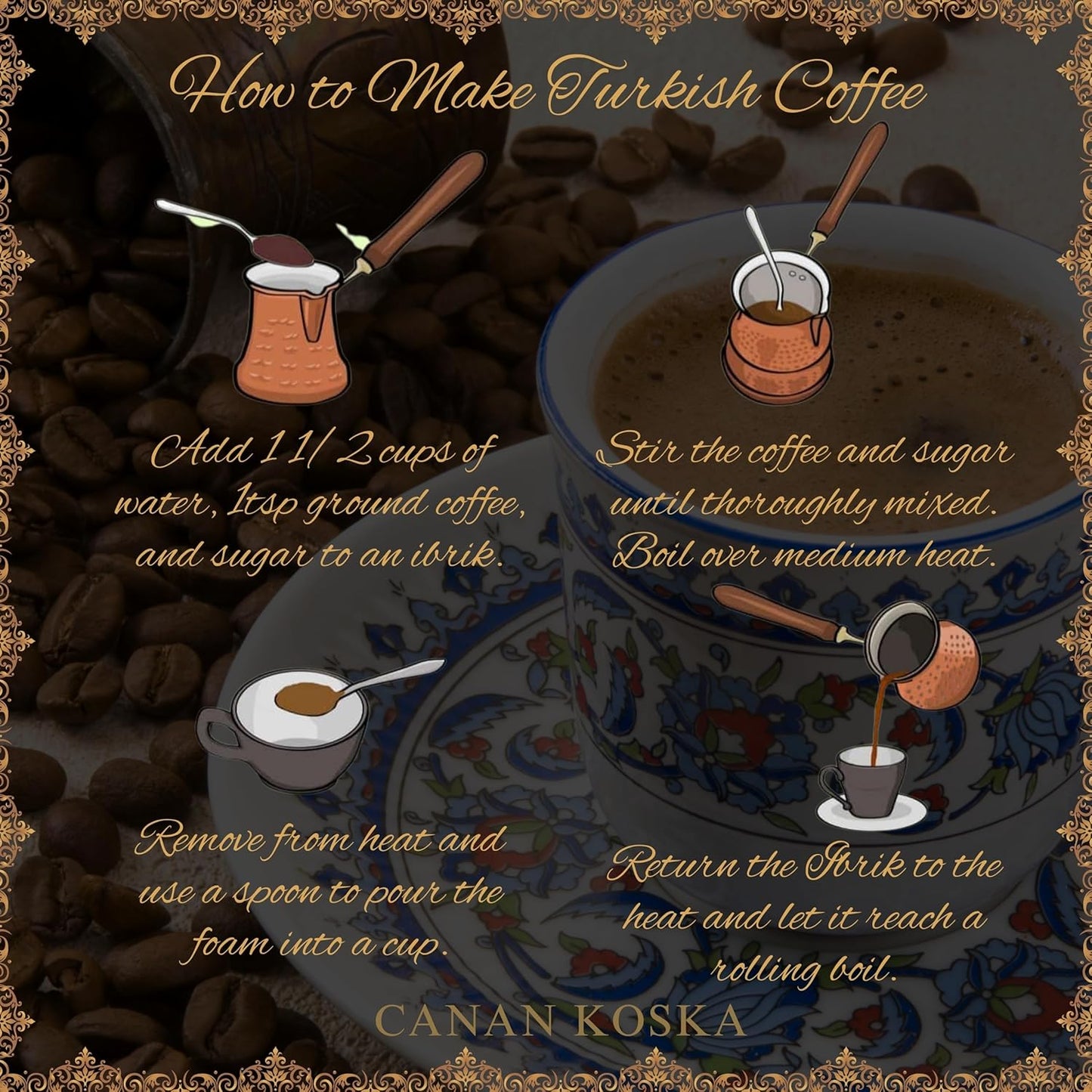Canan Koska Turkish Coffee Medium Roast Ground Coffee 100% Arabica