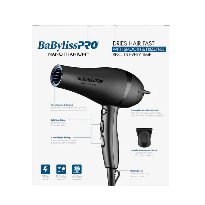 BaBylissPRO® Nano Titanium™ Limited Edition Black & Blue Professional Ionic Dryer