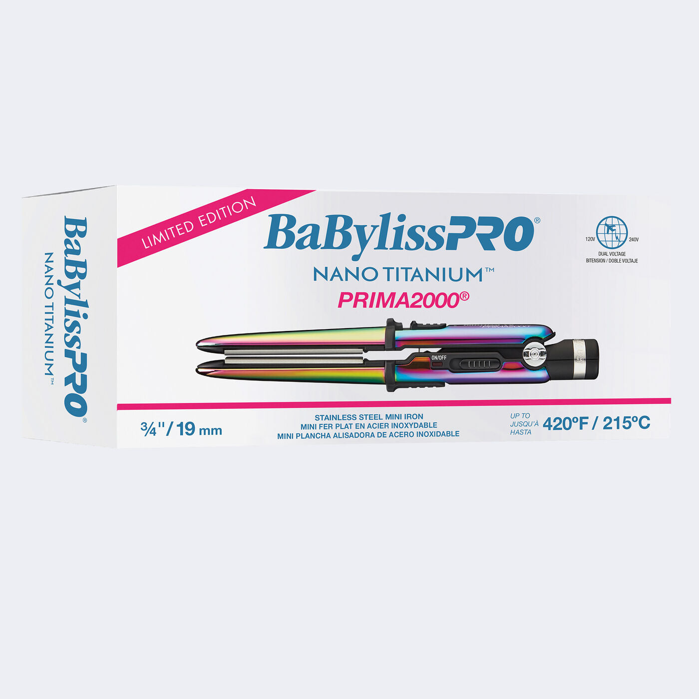BaBylissPRO Iridescent Nano Titanium Prima2000 3/4″ Mini Iron