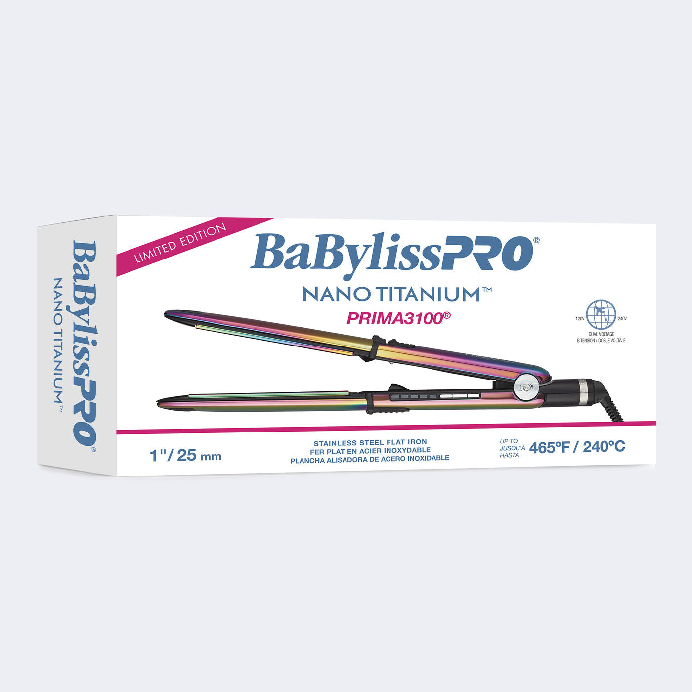 BaBylissPRO Iridescent Nano Titanium Prima 3100 1″ Flat Iron