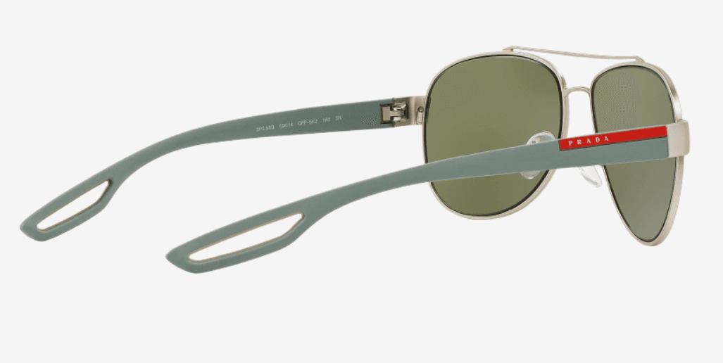 Prada SPS 55Q QFP-5K2 - Silver Rubber-Green Silver by Prada for Men - 59-14-140 mm Sunglasses