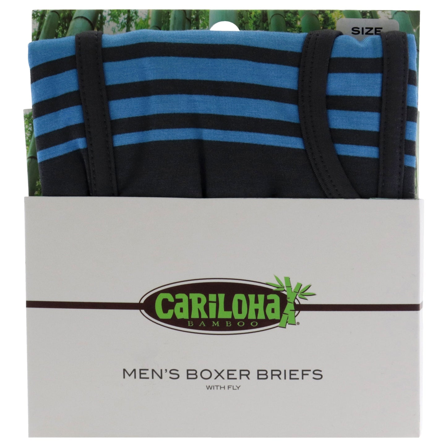 Bamboo Boxer Briefs - Caribbean Blue Stripe by Cariloha for Men - 1 Pc Boxer (M)