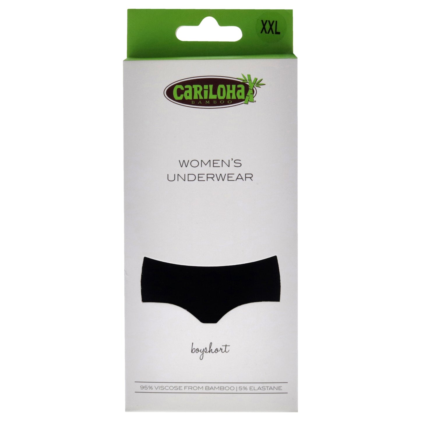 Bamboo Boyshort Briefs - Black by Cariloha for Women - 1 Pc Underwear (2XL)