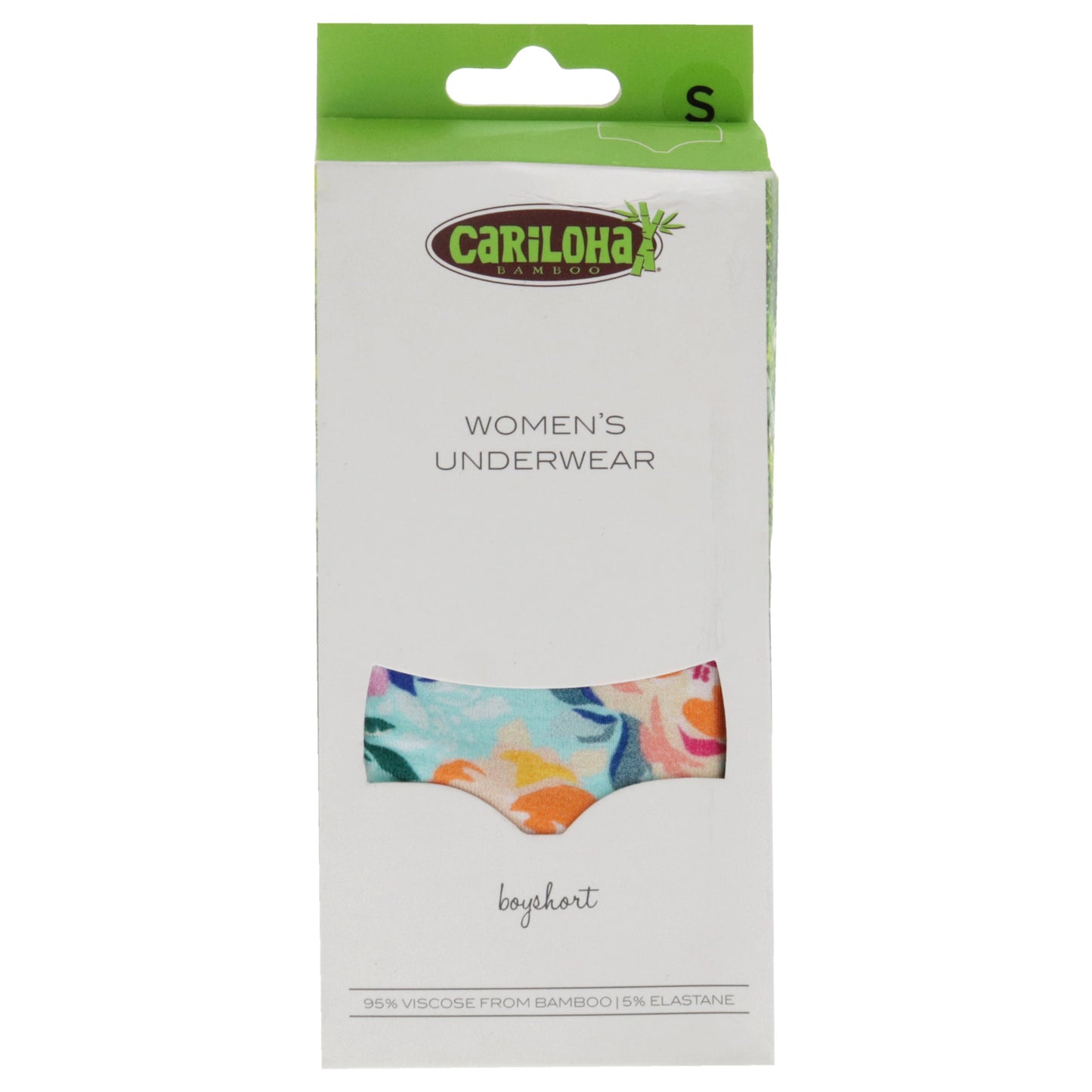 Bamboo Boyshort Briefs - Aqua Floral by Cariloha for Women - 1 Pc Underwear (S)