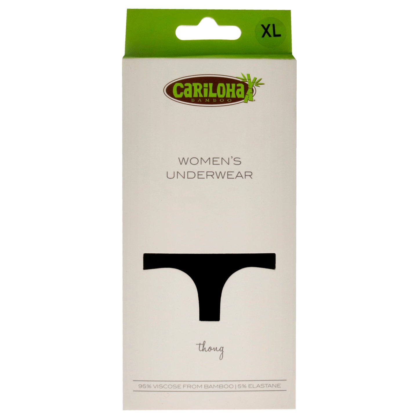 Bamboo Lace Thong - Black by Cariloha for Women - 1 Pc Underwear (XL)
