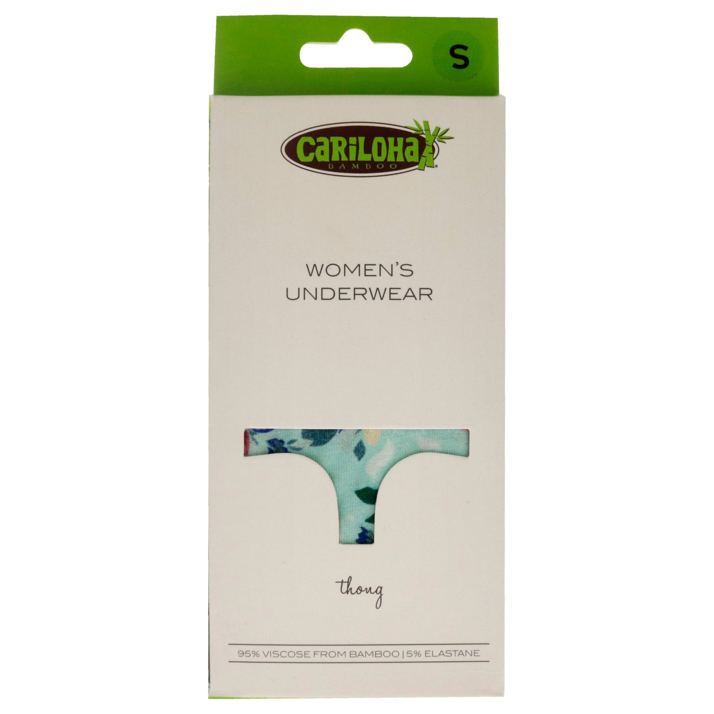 Bamboo Lace Thong - Aqua Floral by Cariloha for Women - 1 Pc Underwear (S)