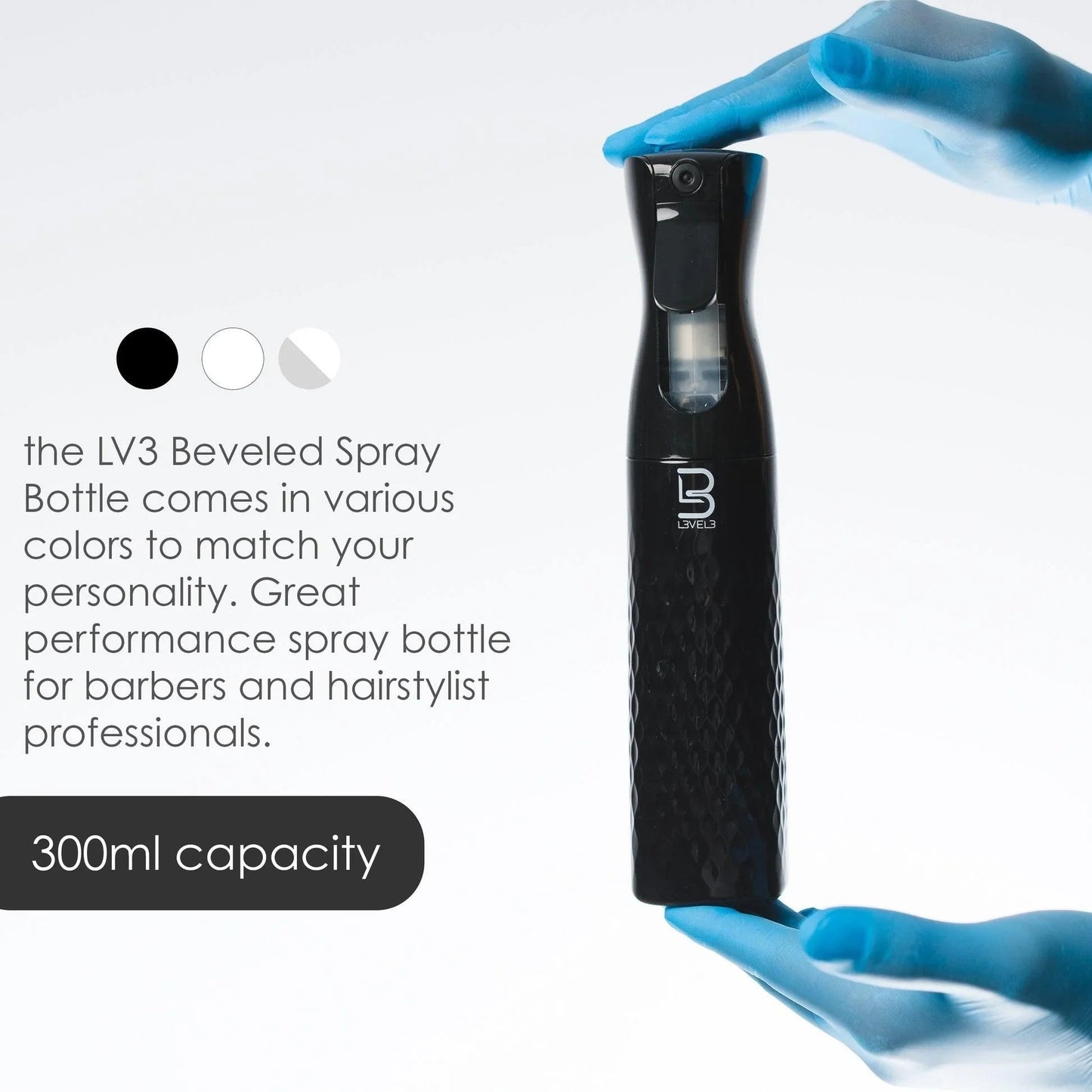 Level3 LV3 - BEVELED SPRAY BOTTLE BLACK - BarberSets