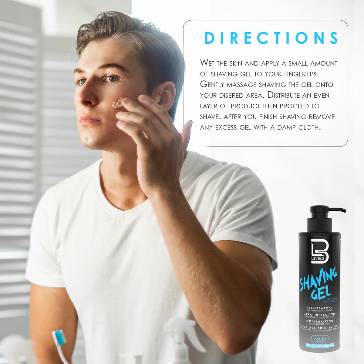 L3VEL3 Transparent Aqua Shaving Gel 16.9 oz - Multipack