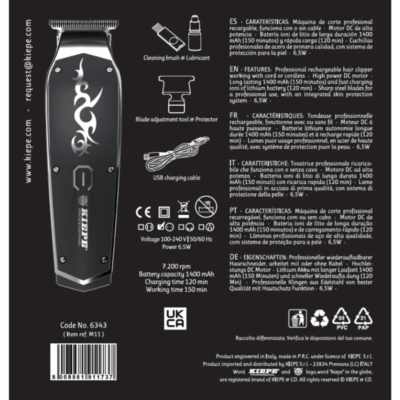 Kiepe Pro Tattoo Hair Clipper Cordless