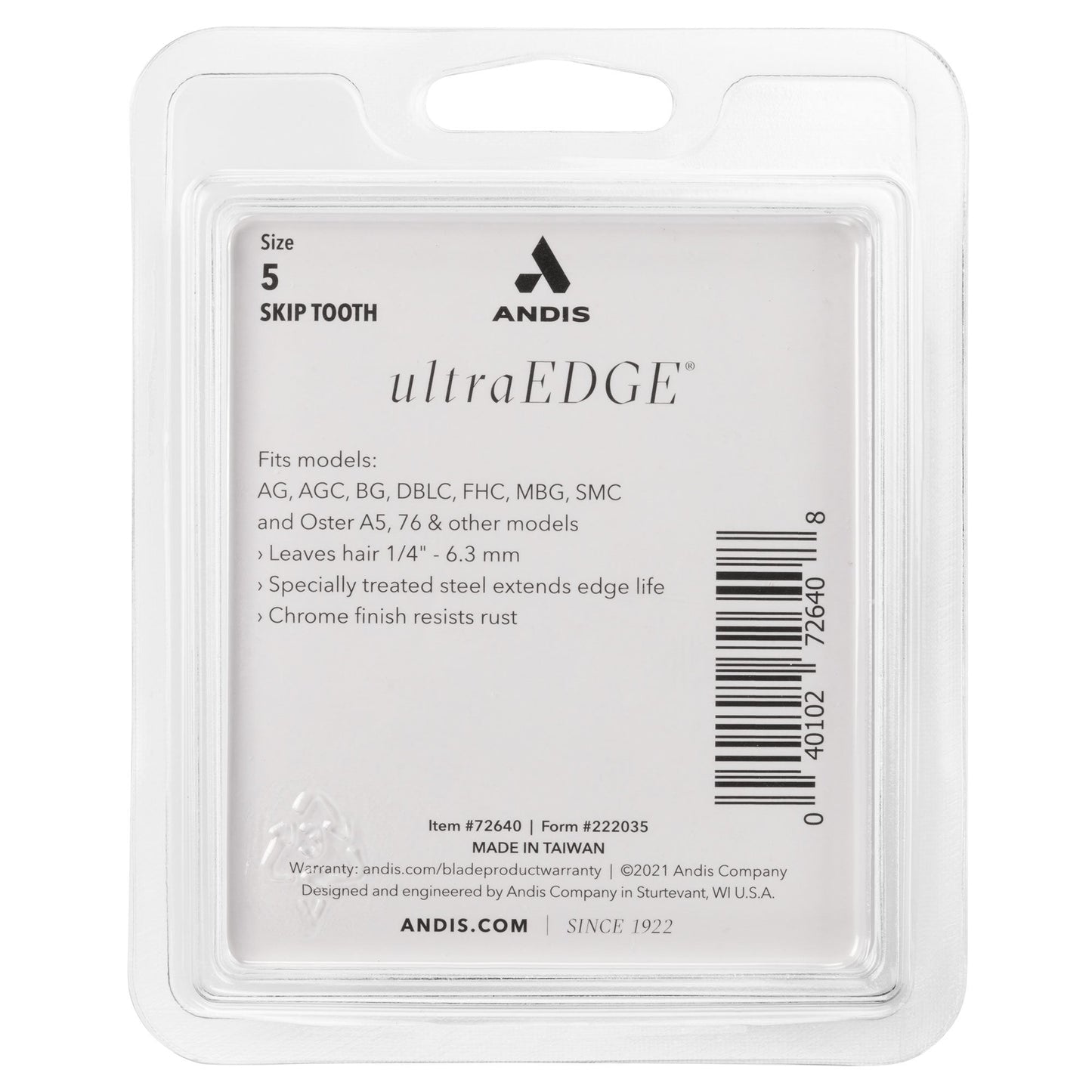 Andis UltraEdge Detachable Blade, Size 5 Skip Tooth