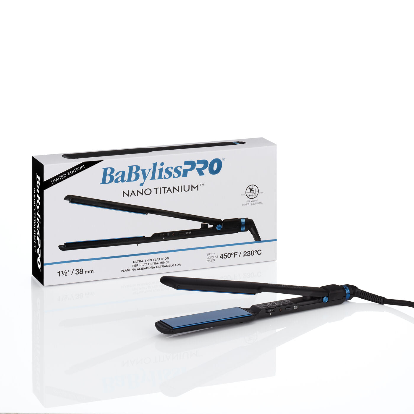 BaBylissPRO® Nano Titanium™ Limited Edition Black & Blue 1½" Ultra-Thin Flat Iron