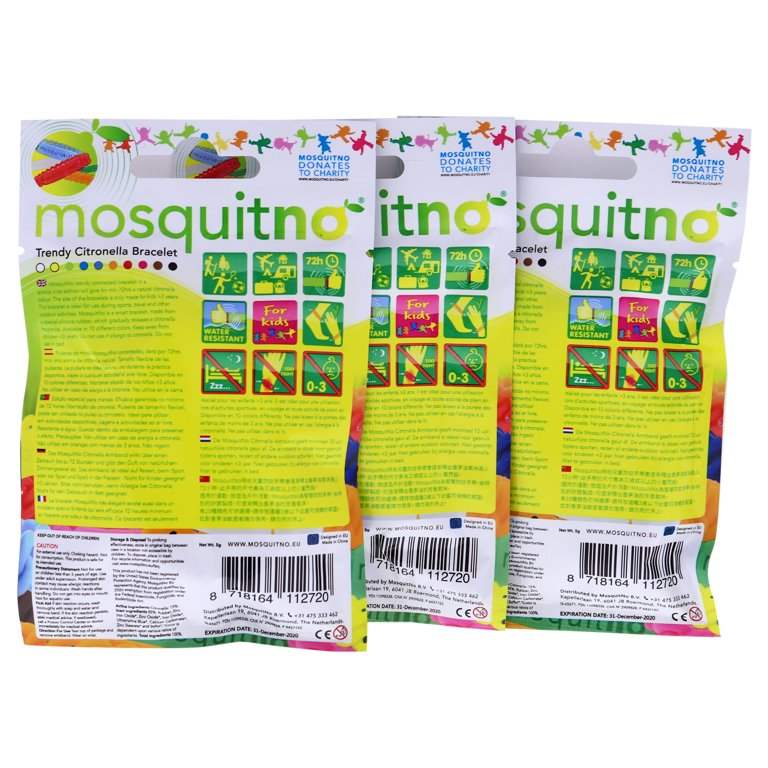 Get Connected Citronella Bracelet Set by Mosquitno for Kids - 3 Pc Bracelet Green, Yellow, Blue