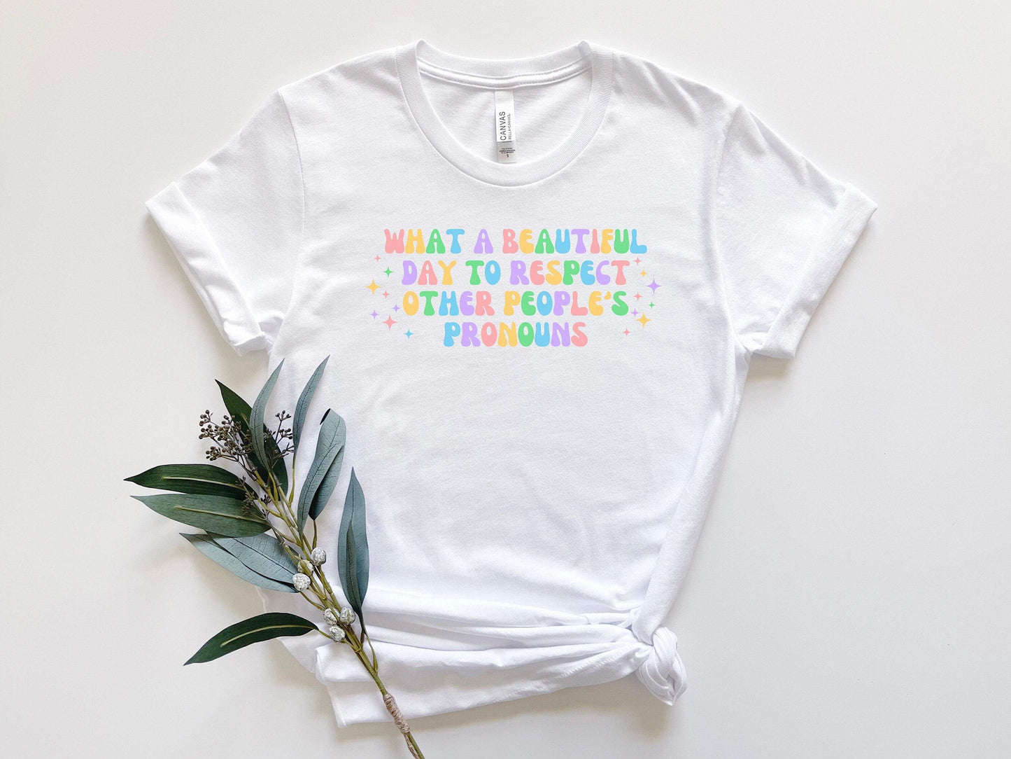 What A Beautiful Day To Respect Other People's Pronouns shirt 100% Cotton T-shirt High Quality