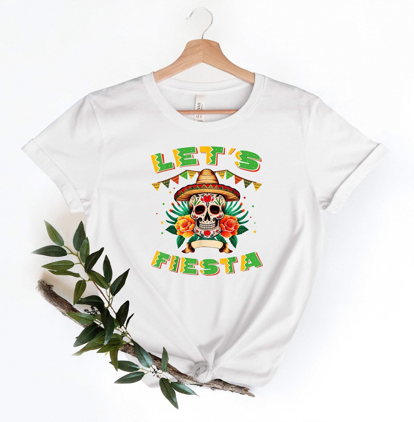 Let's Fiesta Skull shirt 100% Cotton T-shirt High Quality