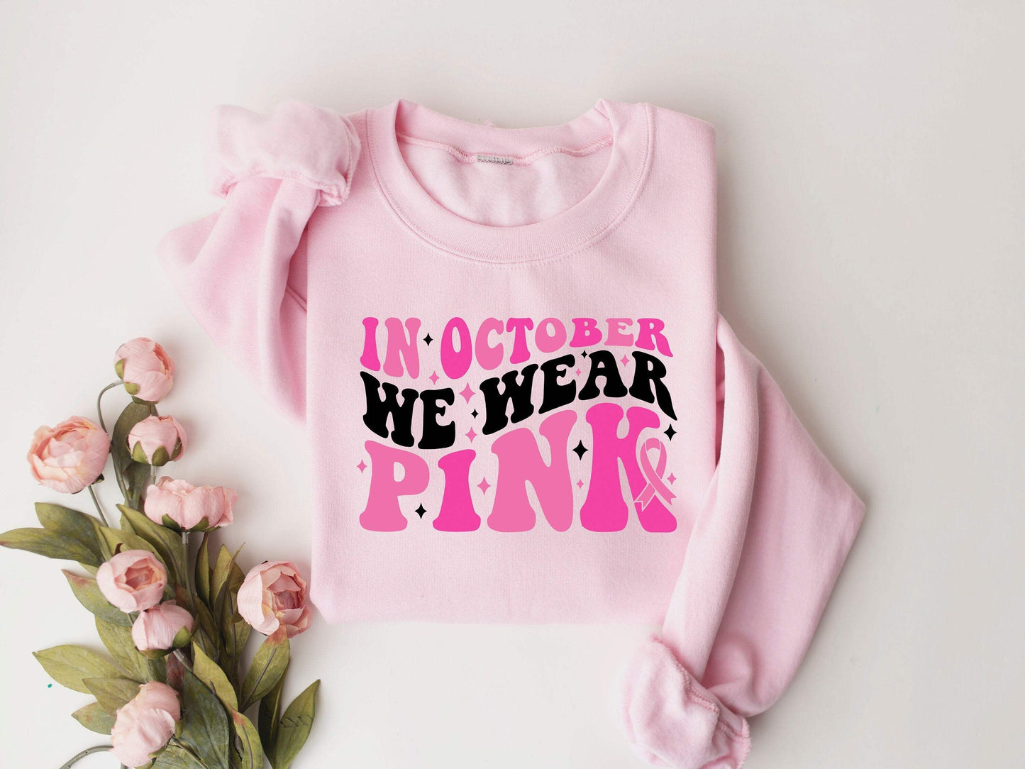 In October We Wear Pink shirt 100% Cotton T-shirt High Quality