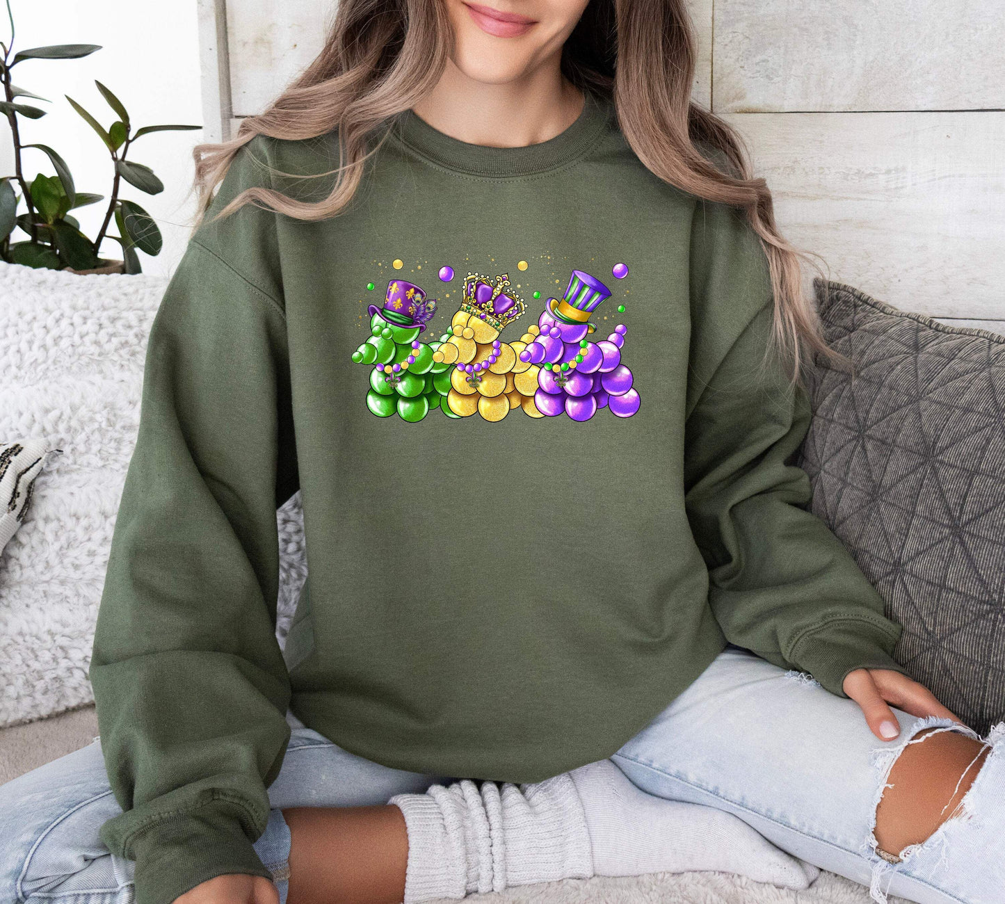 Mardi Gras Bead Dog shirt 100% Cotton T-shirt High Quality