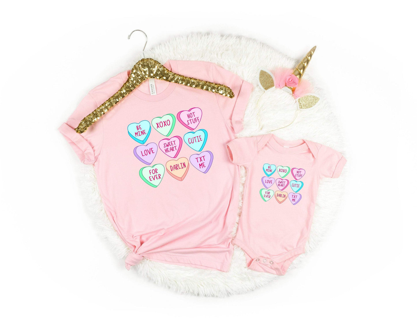 Candy Hearts Tshirt 100% Cotton T-shirt High Quality