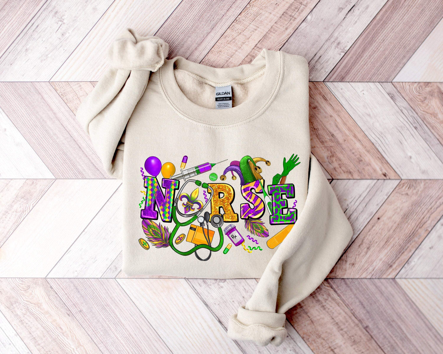 Mardi Gras Nurse shirt 100% Cotton T-shirt High Quality