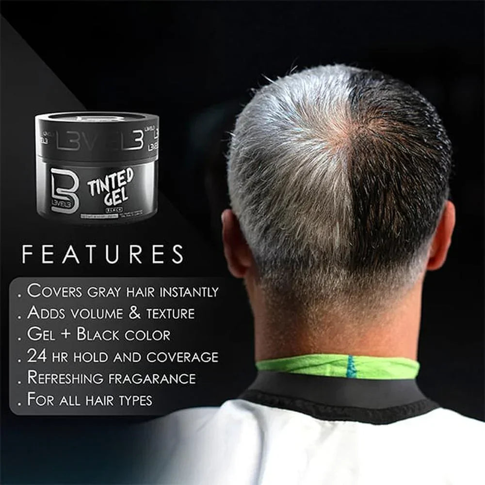 L3VEL3 Tinted Hair Gel - Black Color 250ml / 8.45 oz